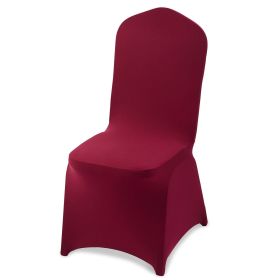 50 Pcs Burgundy Chair Covers, Polyester Spandex Chair Cover, Stretch Slipcovers for Wedding Party Dining Banquet Flat-Front Chair Covers