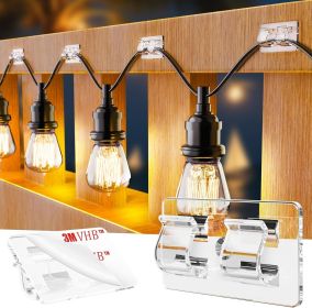 30 PCS Hooks for Outdoor String Lights, Heavy Duty Christmas Light Clips, Clear Adhesive Hooks for Hanging Rope Lights Outdoor