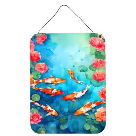 NEW Koi Fish Wall or Door Hanging Prints Aluminum Metal Sign Kitchen Wall Bar Bathroom Plaque Home Decor Front Door Plaque, 12x16, Multicolor