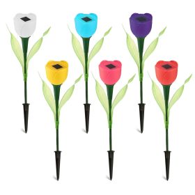 6 Pcs Solar Garden Tulip Flower Light Outdoor Solar Pathway light IP54 Water-resistant Landscape Lights for Lawn Patio Yard Garden Walkway Decora